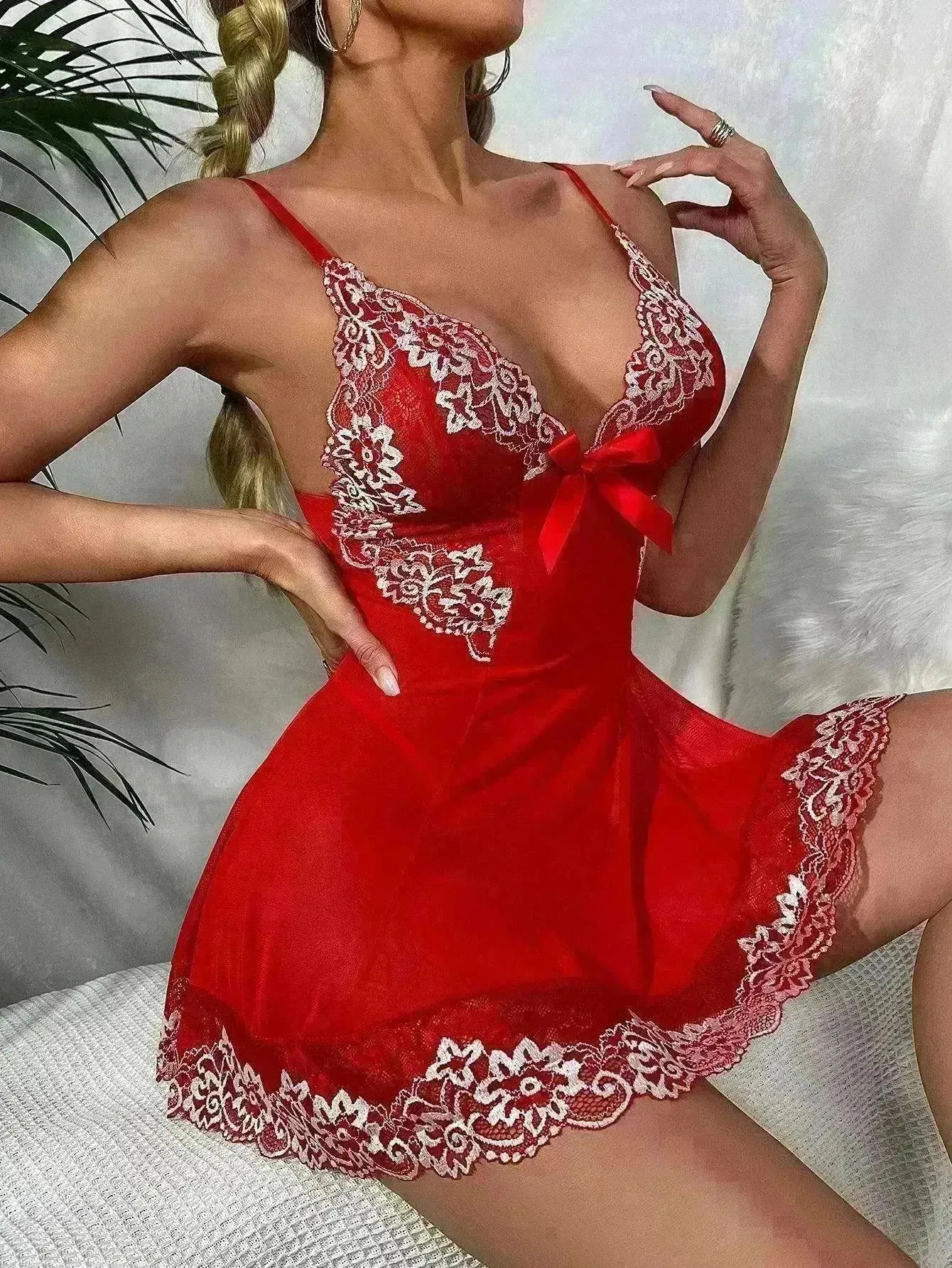 Suspender V-neck Underwear Lace Lingerie
