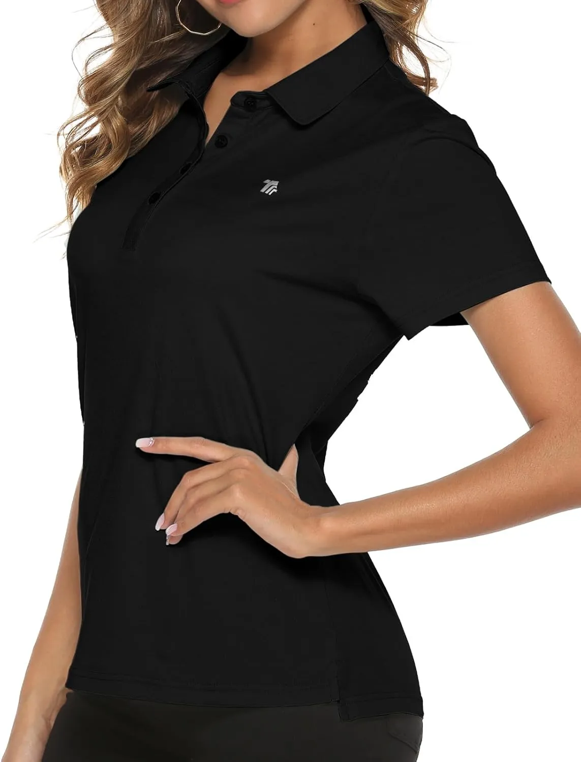 TBMPOY Women's Golf Polo Short Sleeve Shirts Lightweight Moisture Wicking Collared T Shirt Quick Dry 4-Button