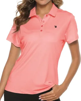 TBMPOY Women's Golf Polo Short Sleeve Shirts Lightweight Moisture Wicking Collared T Shirt Quick Dry 4-Button