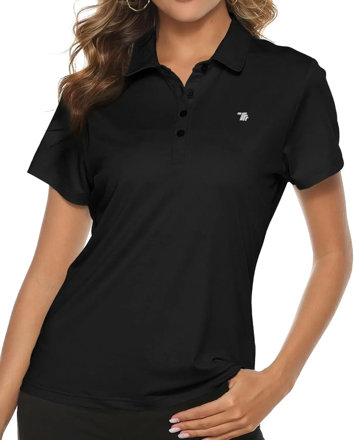 TBMPOY Women's Golf Polo Short Sleeve Shirts Lightweight Moisture Wicking Collared T Shirt Quick Dry 4-Button