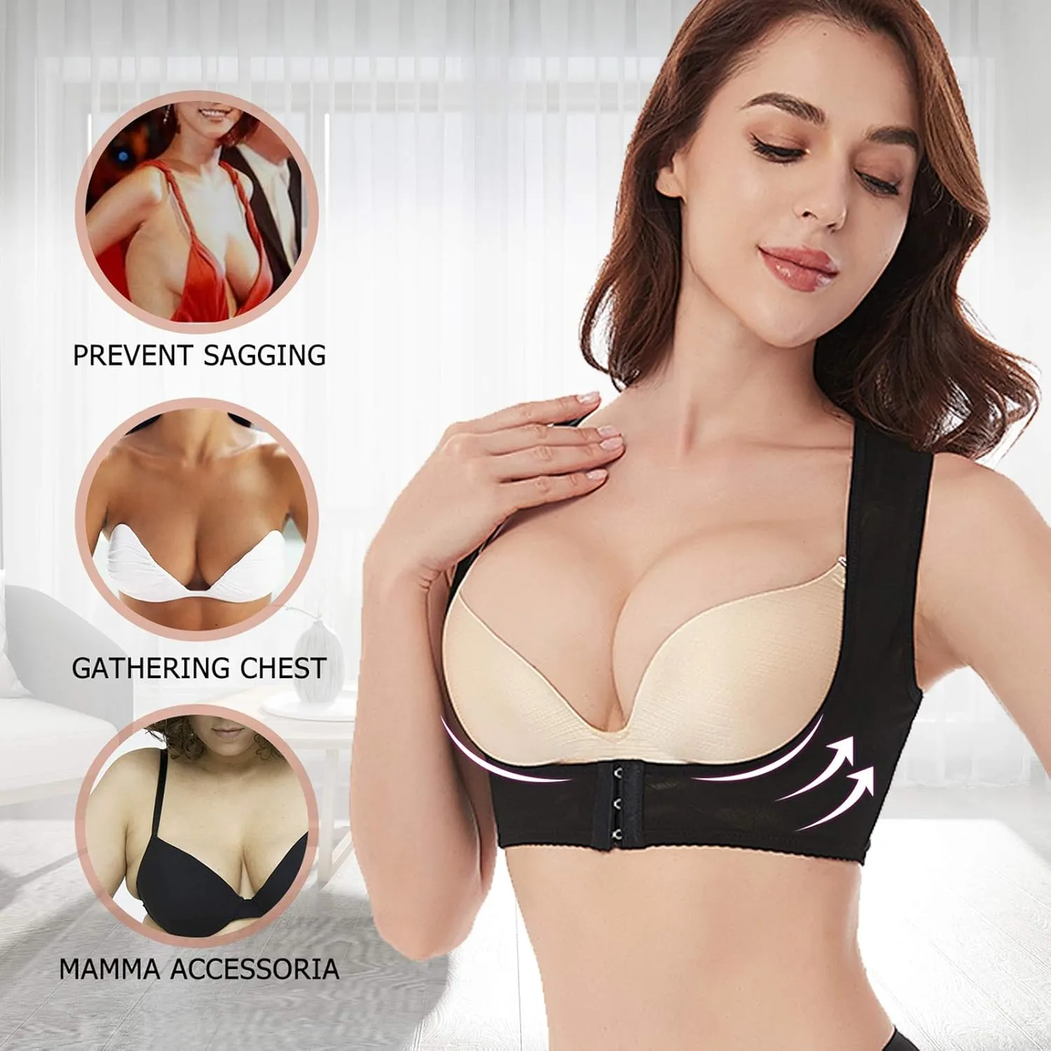 Werena Chest Brace Up for Women Posture Corrector Back Brace Support Bra Shaper X-Strap Vest Shapewear Tops