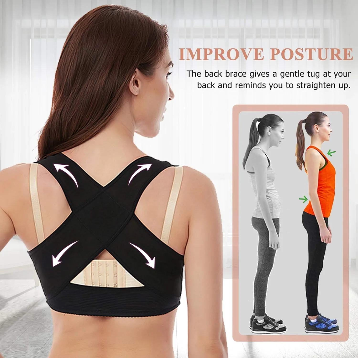 Werena Chest Brace Up for Women Posture Corrector Back Brace Support Bra Shaper X-Strap Vest Shapewear Tops