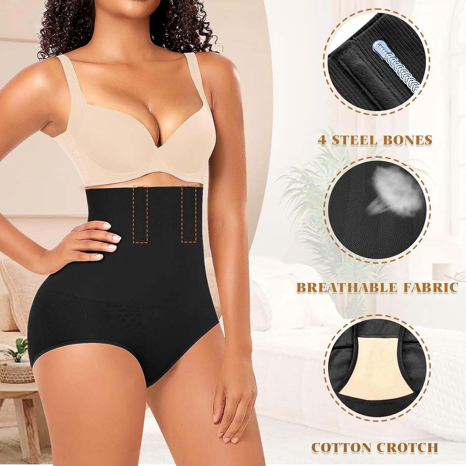 Werena Tummy Control Shapewear Panties For Women Seamless High Waist Shaping Body Shaper Girdle Underwear