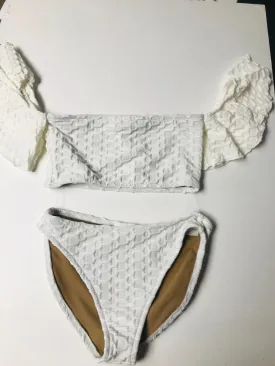 White Honeycomb Off the Shoulder Bikini
