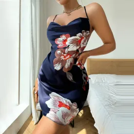 Wholesale Ice Silk Backless Suspender Nightgown