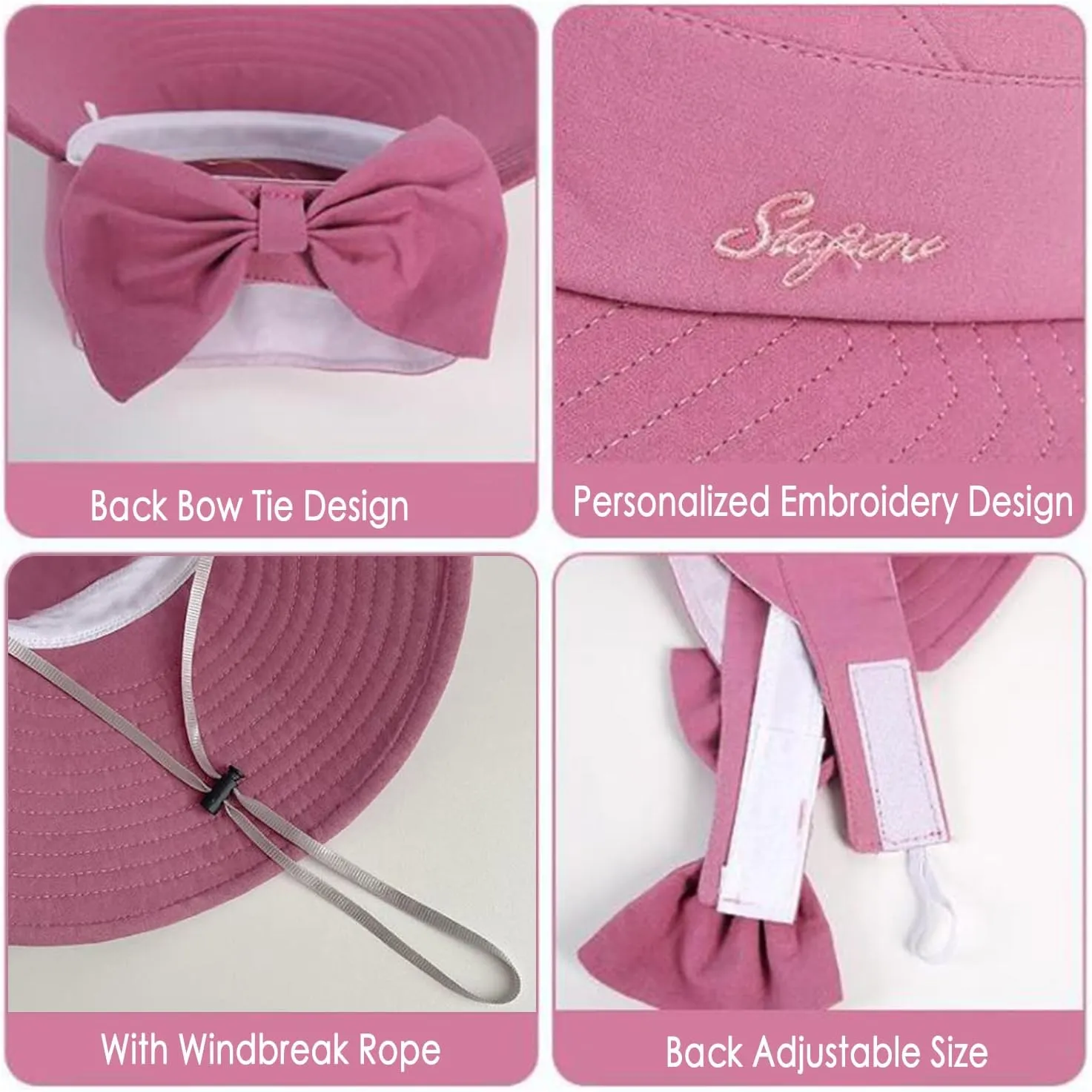 Women Sun Visor Hat Bow Adjustable Large Wide Brim Foldable Hats Summer UV Protection Beach Cap