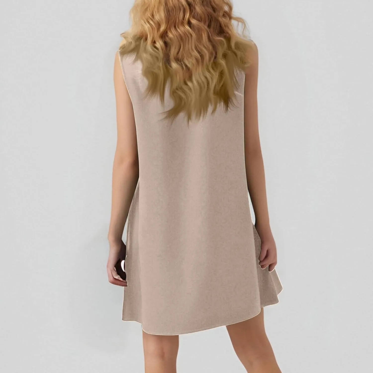 Women's Summer Dresses 2025 Round Neck Ruffle Sleeveless Tank Dress Casual A-Line Sundresses Beach Vacation Clothes