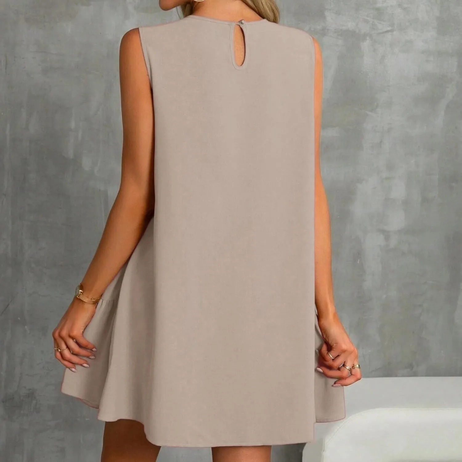 Women's Summer Dresses 2025 Round Neck Ruffle Sleeveless Tank Dress Casual A-Line Sundresses Beach Vacation Clothes