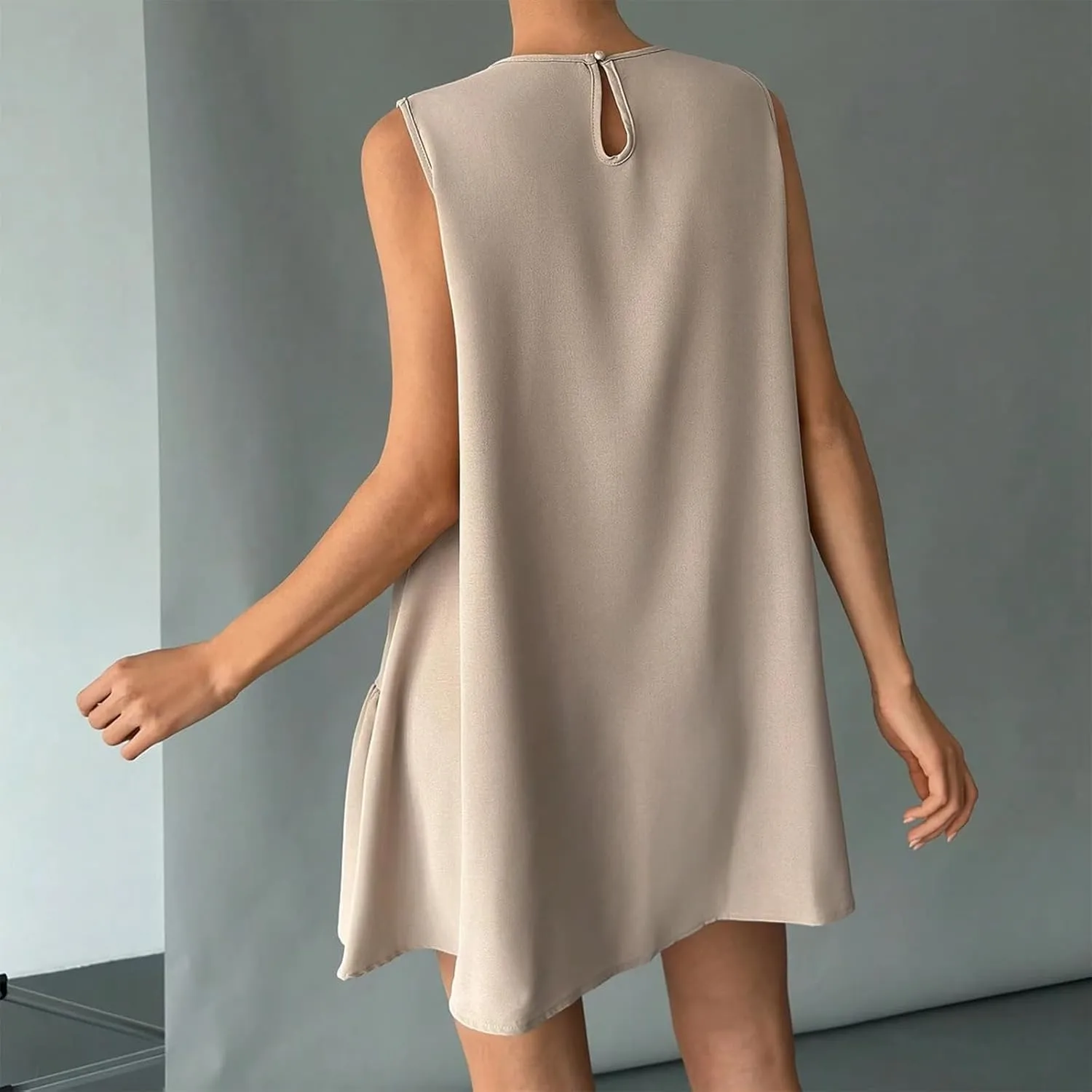 Women's Summer Dresses 2025 Round Neck Ruffle Sleeveless Tank Dress Casual A-Line Sundresses Beach Vacation Clothes