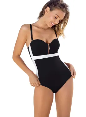 Zip Front Sculpting One-Piece Convertible Swimsuit